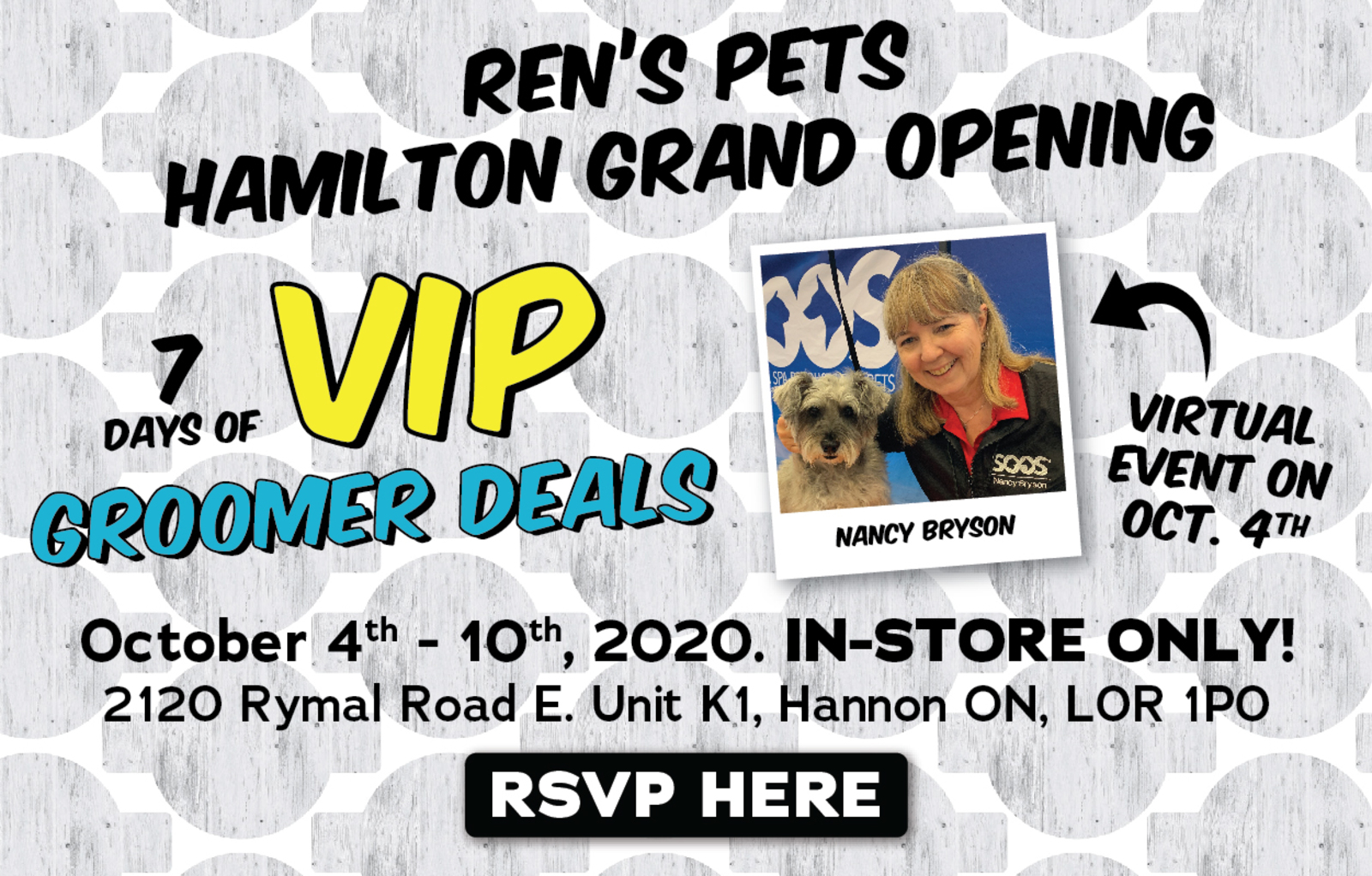SAVE THE DATE Ren's Pets Virtual Groomers VIP Hamilton October 04, 2020